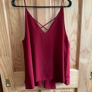 Red open back tank top